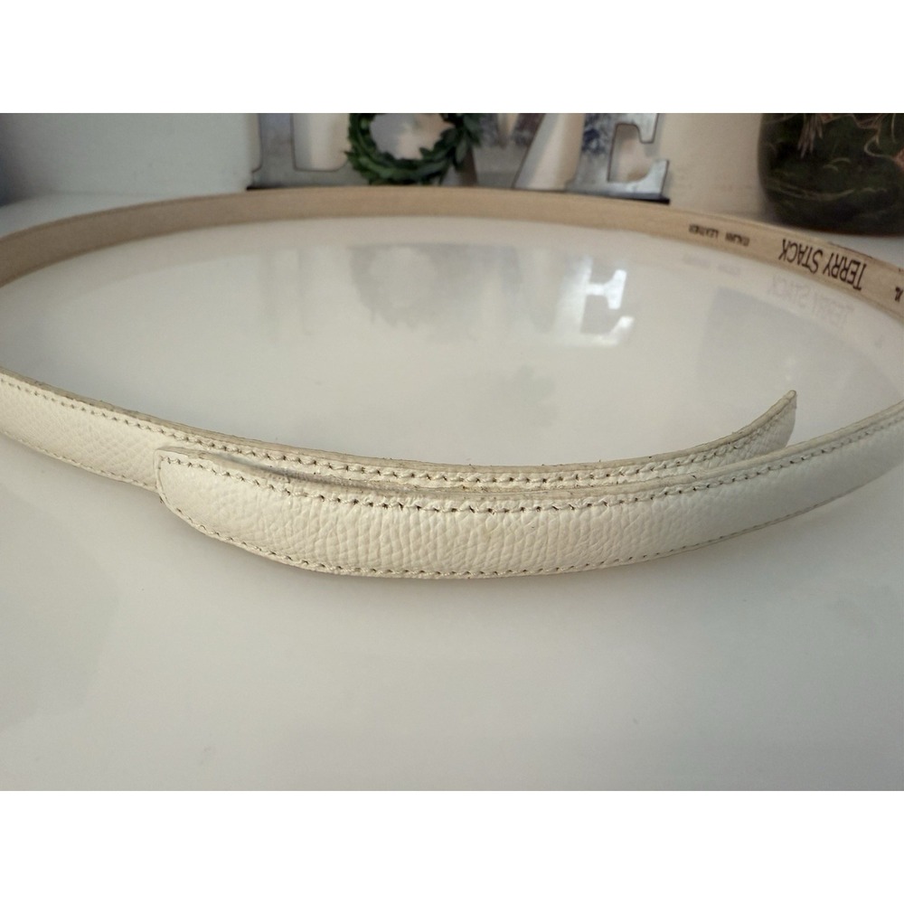 Terry Stack Size XL Minimalist Belt Off White Italian‎ Leather Hook Loop Closure